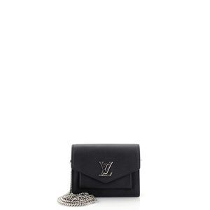 Louis Vuitton Mylockme Chain Pochette Leather Mini Black
